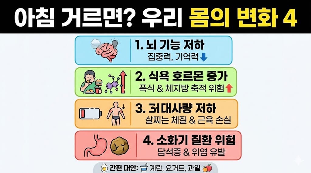 바쁜 아침에도 사과와 요거트로 간편하게 아침을 챙겨 먹는 모습