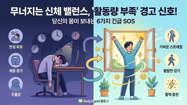 당신의 몸이 보내는 SOS, “제발 좀 움직여줘!”: 하루 활동량이 부족할 때 나타나는 신체 신호 5가지