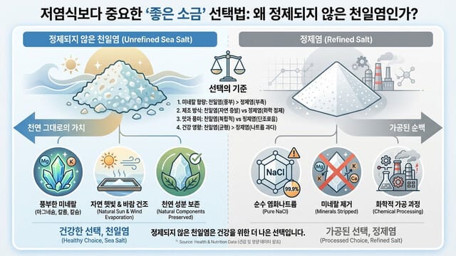 저염식보다 중요한 ‘좋은 소금’ 선택법: 왜 정제되지 않은 천일염인가?