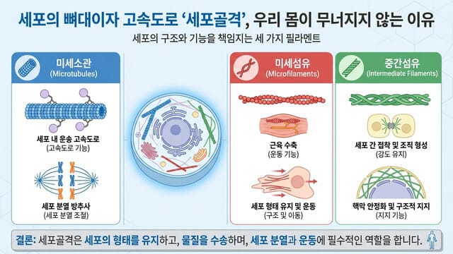 세포의 뼈대이자 고속도로 ‘세포골격’, 우리 몸이 무너지지 않는 이유