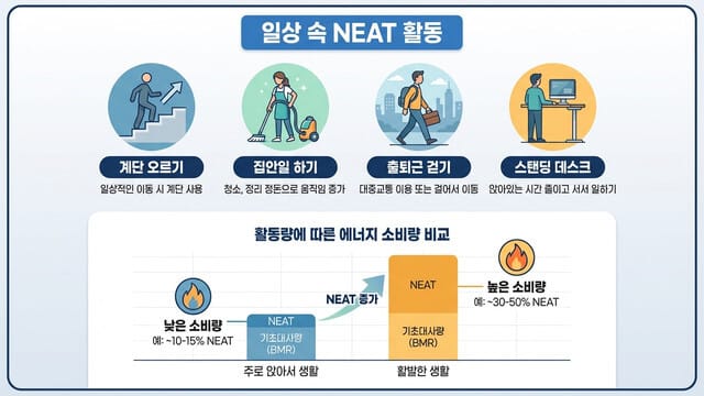 일상에서 자연스럽게 활동량을 늘리는 방법: 건강을 위한 NEAT의 기적