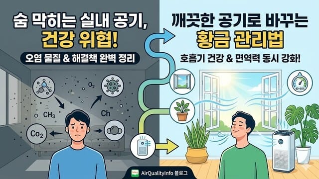 보이지 않는 위협, ‘실내 공기’가 당신의 건강을 망치고 있다: 공기 질이 건강에 미치는 영향과 관리법
