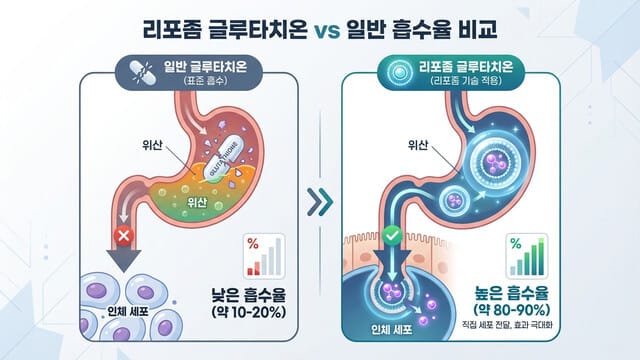 리포좀 글루타치온 vs 일반 제품, 흡수율 차이 분석
