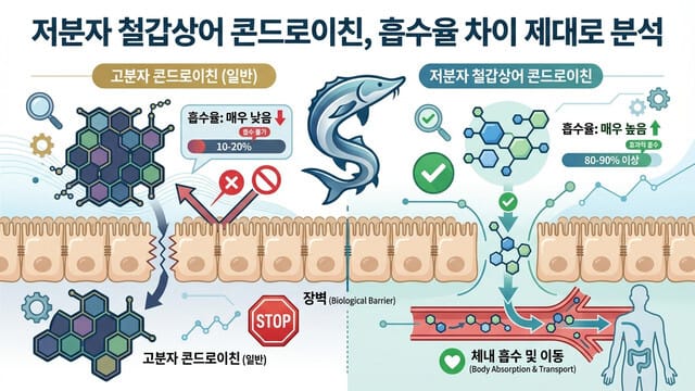 저분자 철갑상어 콘드로이친, 흡수율 차이 제대로 분석