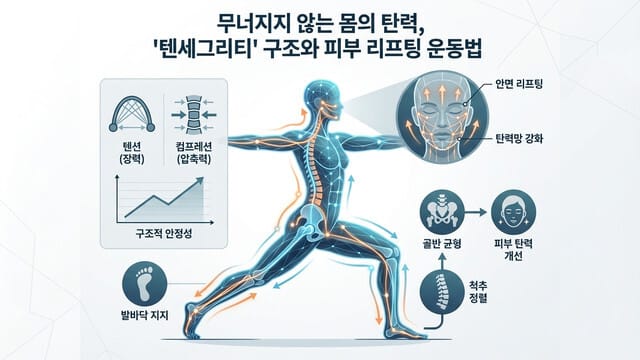 무너지지 않는 몸의 탄력, ‘텐세그리티’ 구조와 피부 리프팅 운동법