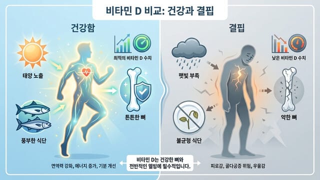 현대인의 필수 영양소 비타민 D 부족 증상과 해결책: 효율적인 건강 관리 가이드