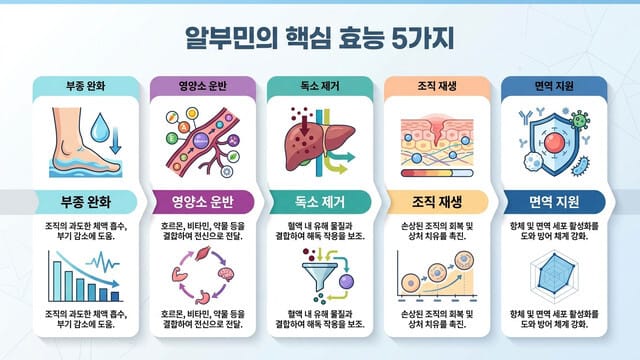 알부민의 핵심 효능 5가지｜부기 완화와 기력 회복에 필수적인 이유