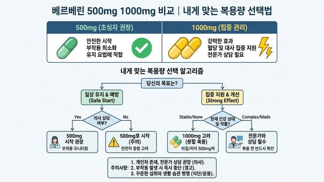 베르베린 500mg 1000mg 비교｜내게 맞는 복용량 선택법