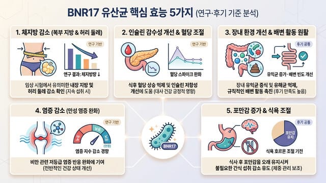 BNR17 유산균 효능 5가지｜연구 결과·후기 기준 분석