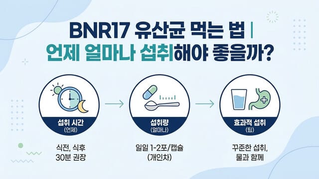 BNR17 유산균 먹는 법｜언제 얼마나 섭취해야 좋을까?