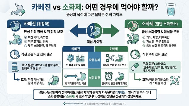 카베진 vs 소화제｜어떤 경우에 먹어야 할까?
