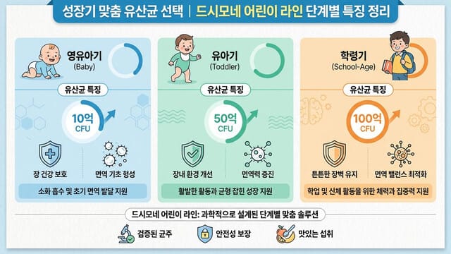 성장기 맞춤 유산균 선택｜드시모네 어린이 라인 단계별 특징 정리