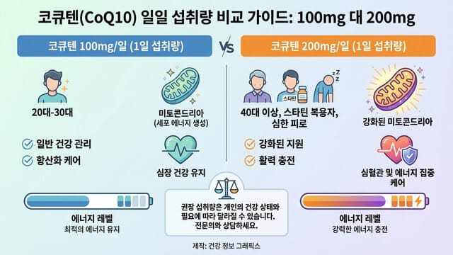 코큐텐 하루 복용량 가이드｜100mg과 200mg 차이 비교