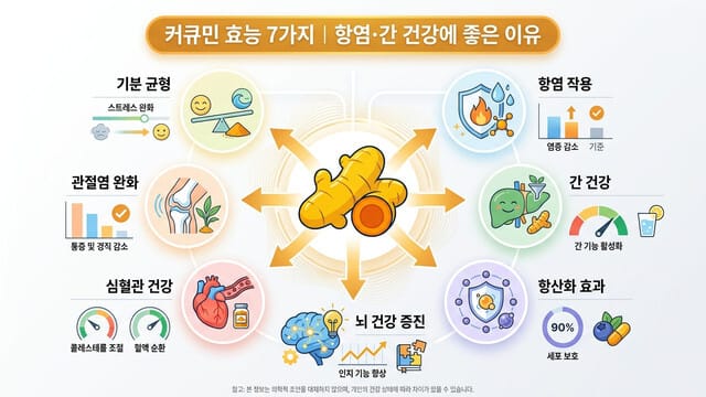 커큐민 효능 7가지｜항염·간 건강에 좋은 이유