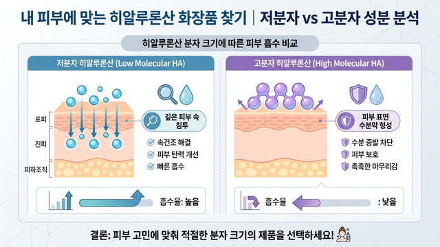 내 피부에 맞는 히알루론산 화장품 찾기｜저분자 vs 고분자 성분 분석