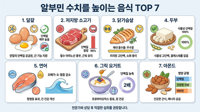 알부민 수치를 높이는 음식 TOP 7｜식단으로 관리하는 혈중 단백질