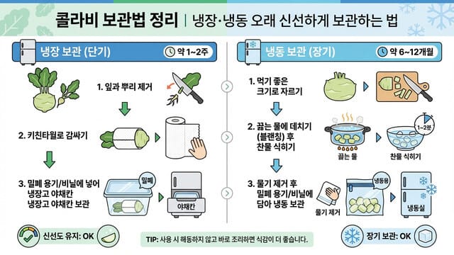 콜라비 보관법 정리｜냉장·냉동 오래 신선하게 보관하는 법