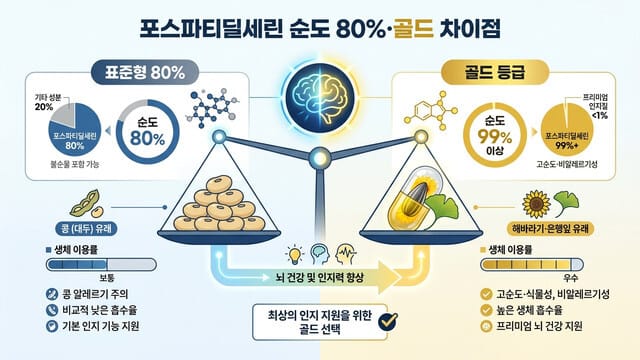 포스파티딜세린 순도 80%·골드 차이점｜무엇을 골라야 할까?