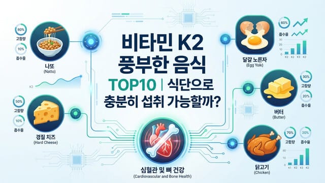비타민 K2 풍부한 음식 TOP10｜식단으로 충분히 섭취 가능할까?