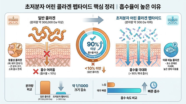 초저분자 어린 콜라겐 펩타이드 핵심 정리｜흡수율이 높은 이유