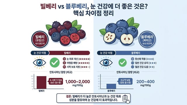 빌베리 vs 블루베리, 눈 건강에 더 좋은 것은? 핵심 차이점 정리