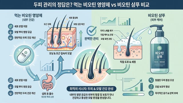 두피 관리의 정답은? 먹는 비오틴 영양제 vs 비오틴 샴푸 비교