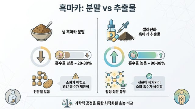 블랙마카 분말 vs 추출물, 흡수율 높이는 가장 좋은 형태는?