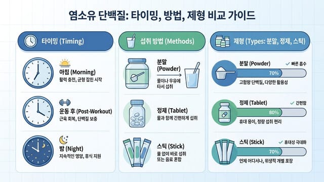 산양유 단백질 먹는 시간과 방법, 분말·정제·스틱 특징 비교