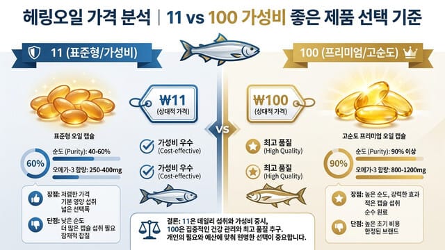 헤링오일 가격 분석｜11 vs 100 가성비 좋은 제품 선택 기준
