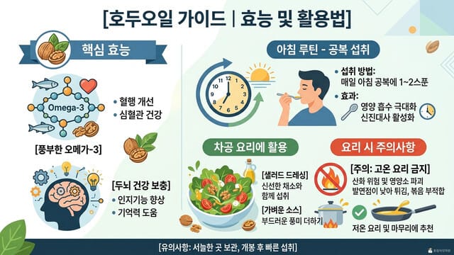 호두오일 먹는법|샐러드·공복 섭취·요리에 활용하는 방법