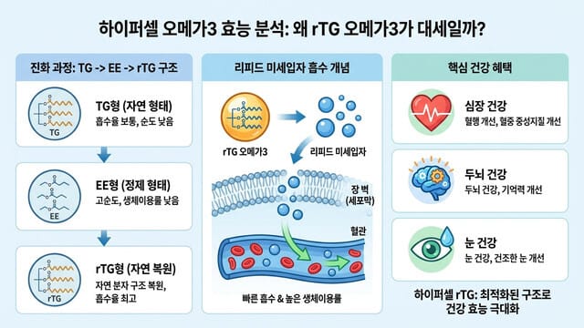 하이퍼셀 오메가3 효능 분석: 왜 rTG 오메가3가 대세일까?