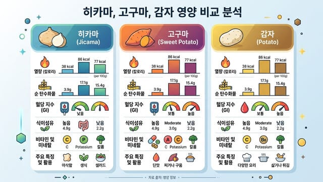 히카마 칼로리·영양성분 분석｜고구마·감자와 비교