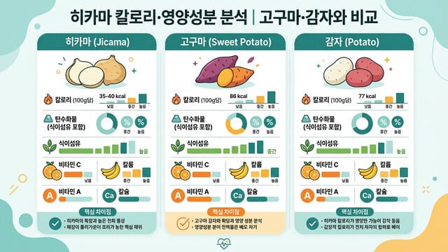 히카마 칼로리·영양성분 분석｜고구마·감자와 비교