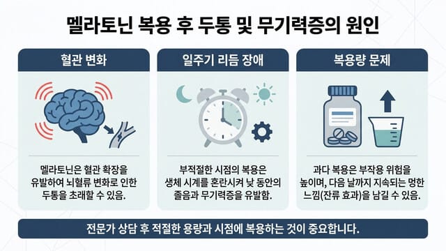 멜라토닌 주의사항｜복용 후 두통이나 무기력증이 생기는 원인