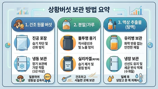 상황버섯 보관법 총정리｜말린 버섯·분말 오래 보관하는 법