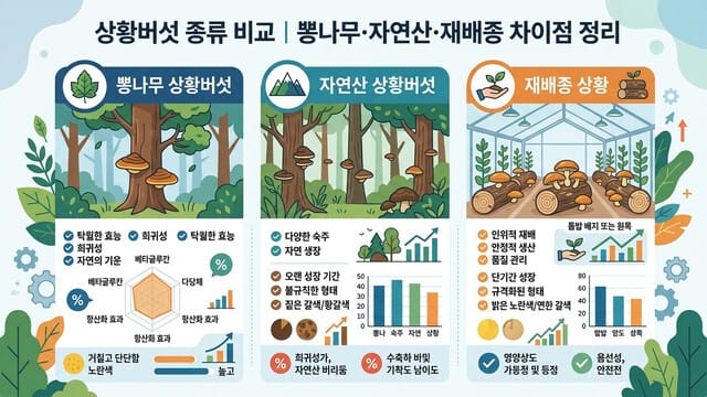 상황버섯 종류 비교｜뽕나무·자연산·재배종 차이점 정리