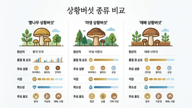 상황버섯 종류 비교｜뽕나무·자연산·재배종 차이점 정리