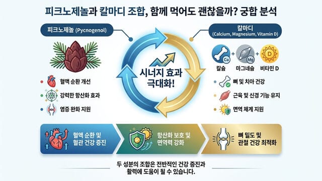 피크노제놀과 칼마디 조합, 함께 먹어도 괜찮을까? 궁합 분석