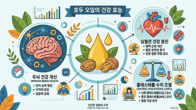 호두오일 효능 총정리|뇌 건강·혈관·콜레스테롤에 좋은 이유