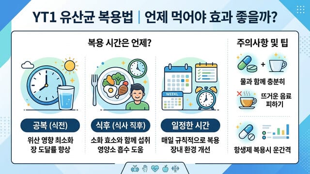 YT1 유산균 복용법｜언제 먹어야 효과 좋을까?