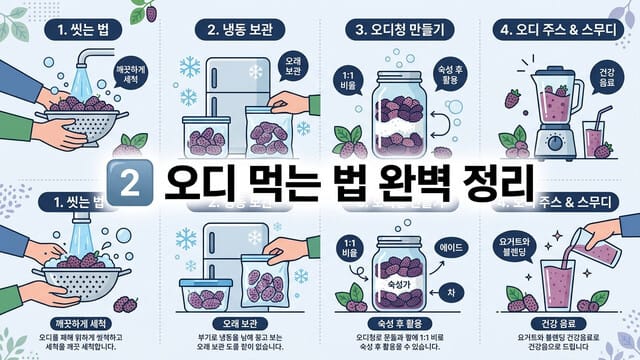 2️⃣ 오디 먹는 법 완벽 정리｜생과·냉동·청·주스 활용법까지