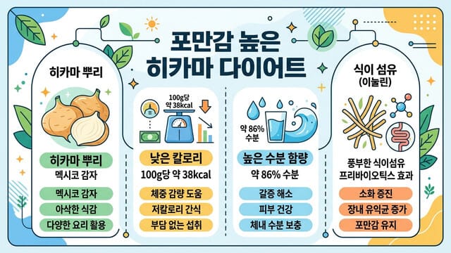 포만감 높은 히카마 다이어트: 체중 감량 원리와 현실적인 섭취 후기