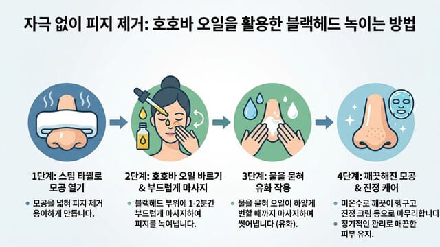 자극 없이 피지 제거: 호호바 오일을 활용한 블랙헤드 녹이는 방법