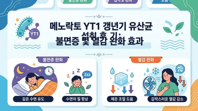 메노락토 YT1 갱년기 유산균 섭취 후기: 불면증 및 열감 완화 효과