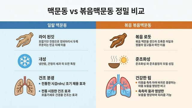 기관지 건강을 위한 볶음맥문동 vs 일반 맥문동 정밀 비교