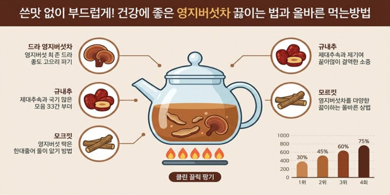 쓴맛 없이 부드럽게! 건강에 좋은 영지버섯차 끓이는 법과 올바른 먹는방법
