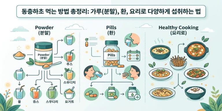 동충하초 먹는 방법 총정리: 가루(분말), 환, 요리로 다양하게 섭취하는 법