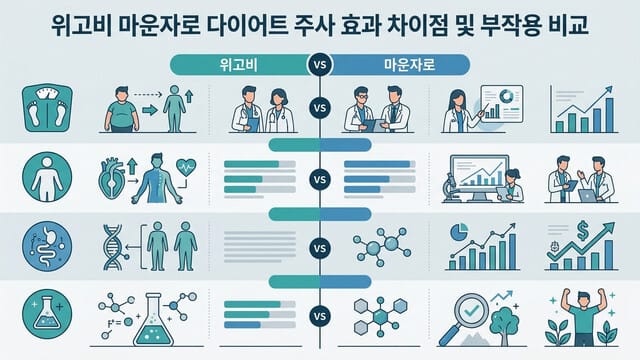 위고비 마운자로 다이어트 주사 효과 차이점 및 부작용 비교