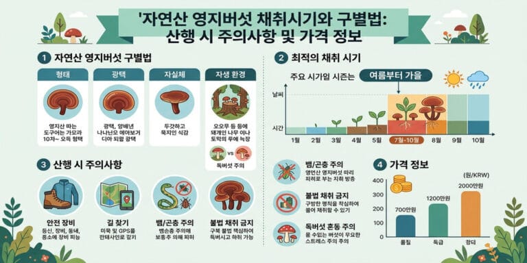 자연산 영지버섯 채취시기와 구별법: 산행 시 주의사항 및 가격 정보