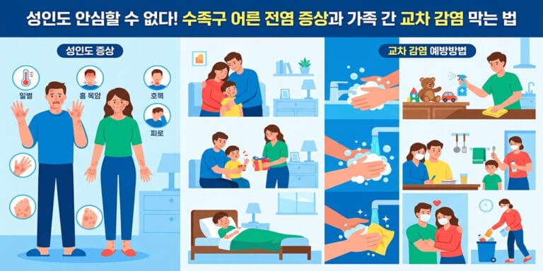 성인도 안심할 수 없다! 수족구 어른 전염 증상과 가족 간 교차 감염 막는 법